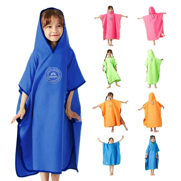 Kinderen Hooded Bad-Strand Poncho- Handdoek - Sneldrogend - Badjas Zwemhanddoek voor Kind