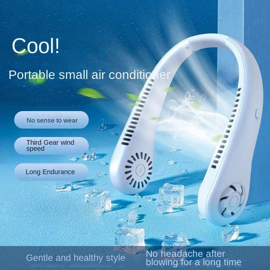 Mini Neck Portable No Bladeless Hanging Neck Rechargeable Air Cooler 3 Speed Mini Summer Sport Fan