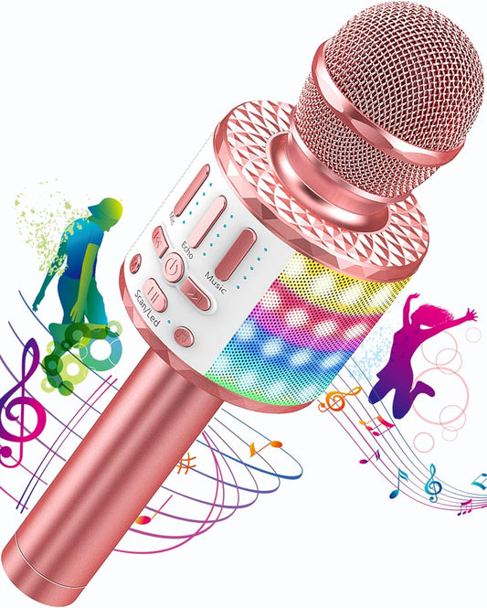 Karaokemicrofoon, draadloze bluetooth-microfoon voor kinderen, met led, draagbare karaokemachine om te zingen, karaoke, meisjes, jongens, speelgoed, cadeaus, karaoke-luidspreker, recorder voor