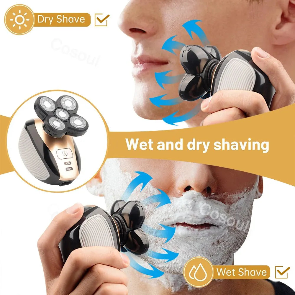 Electric Shaver 5 koppige display, for Men Rechargeable Electric Men Shaver Body Hair Trimmer Clipper Electric Razor