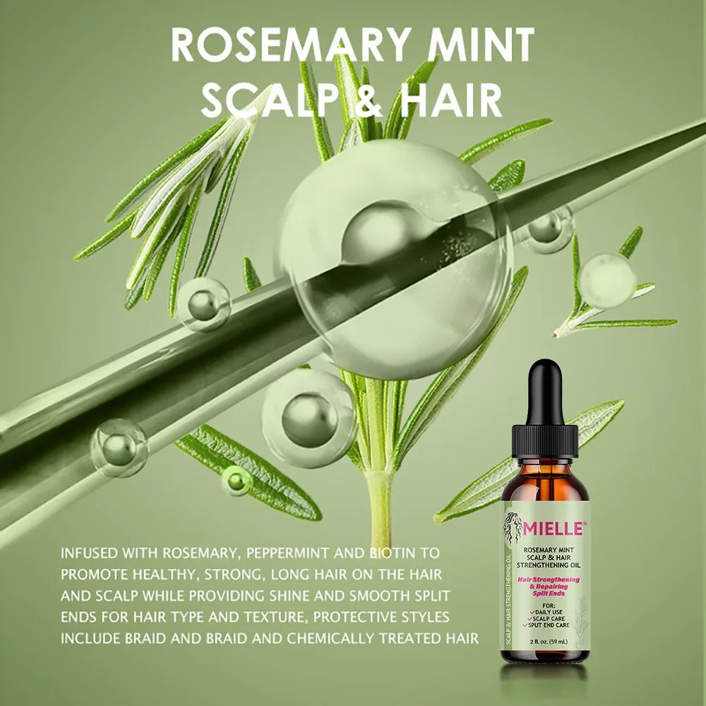 Hair Growth Essential Oil Rosemary Mint Hair Strengthening Oil Nourishing Treatment for Split Ends and Dry Mielle Organics Hair